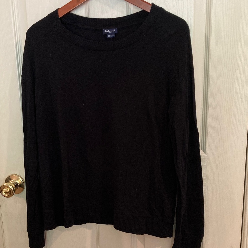 Splendid Black Crewneck Rayon/Span Sweatshirt